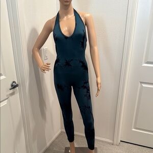 Teal and Black Halter Jumpsuit
